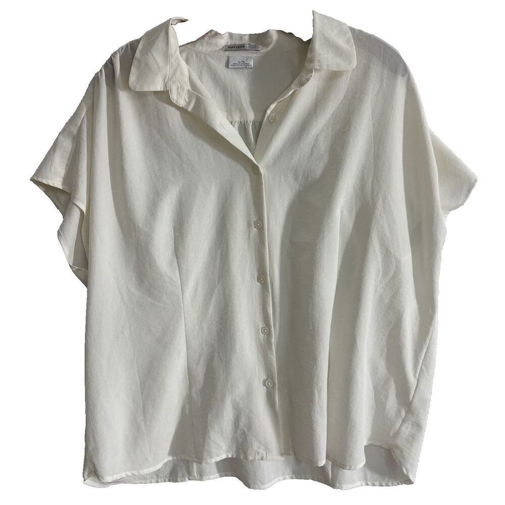 Van Heusen Studio Women's SS Cap Sleeve Button Blouse - XL - workwear sheer